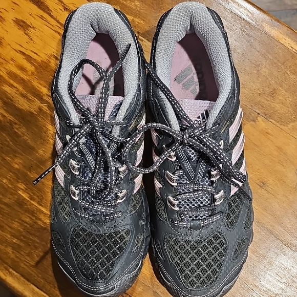 Adidas Women's Charcoal and Pink Athletic Shoes - Picture 1 of 7